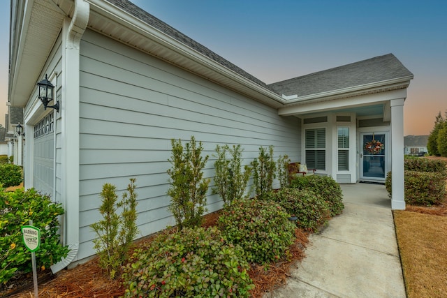 exterior space featuring a garage