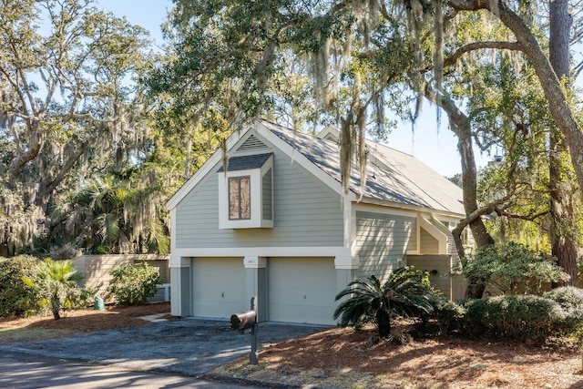 exterior space featuring a garage