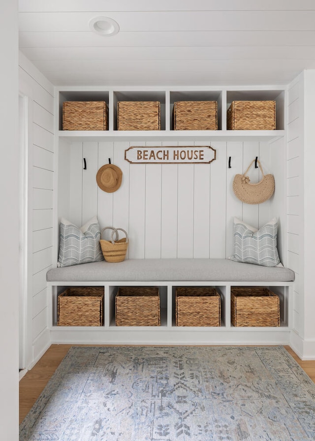 mudroom featuring wood-type flooring