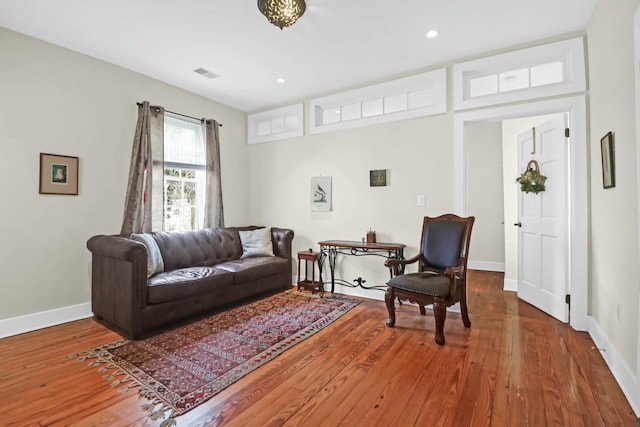 living room with wood-type flooring