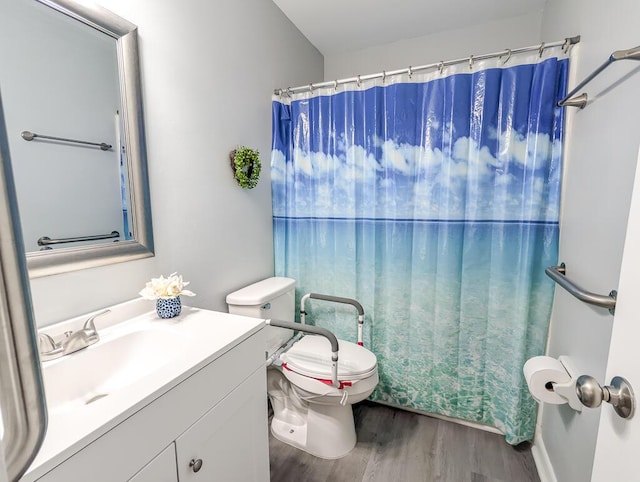 5 Drummond Ct, Charleston, SC 29414 - bathroom with wood finished floors, vanity, toilet, and a shower with shower curtain