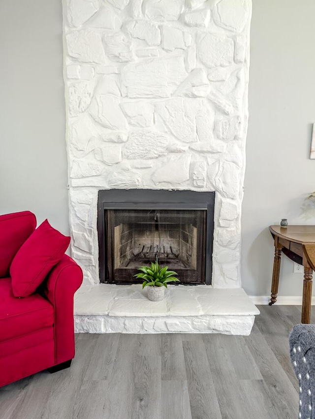 5 Drummond Ct, Charleston, SC 29414 - detailed view of a fireplace, wood finished floors, and baseboards