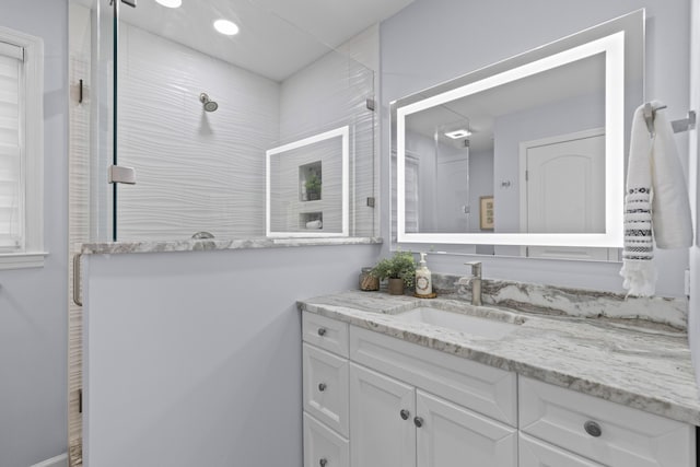 7239 Commodore Rd, Hollywood, SC 29449 - full bathroom featuring vanity, a walk in shower, and recessed lighting