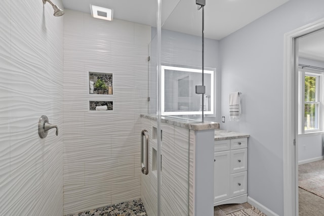 7239 Commodore Rd, Hollywood, SC 29449 - bathroom with a shower stall, vanity, and baseboards