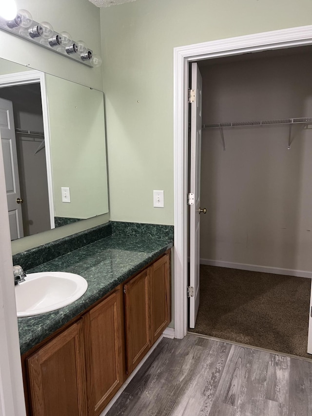 214 Hardee Ave, Summerville, SC 29485 - bathroom featuring wood finished floors, vanity, and a walk in closet