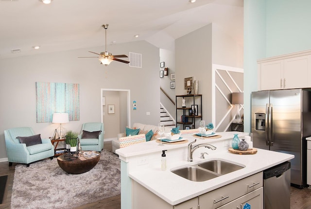 478 Rowley Ln, Summerville, SC 29486 - kitchen with a sink, stainless steel appliances, open floor plan, and visible vents
