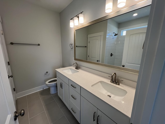 478 Rowley Ln, Summerville, SC 29486 - full bath with toilet, tiled shower, tile patterned flooring, and a sink