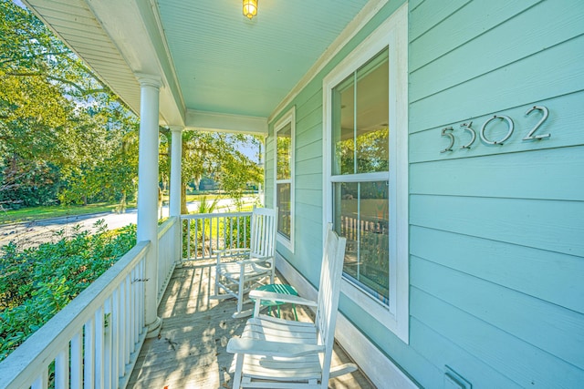 deck featuring covered porch