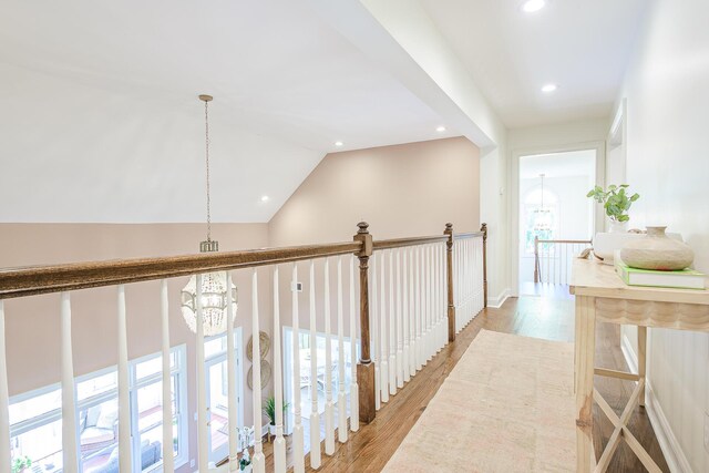 3130 Pignatelli Cres, Mount Pleasant, SC 29466 - hall featuring a chandelier, recessed lighting, light wood-style flooring, and healthy amount of natural light