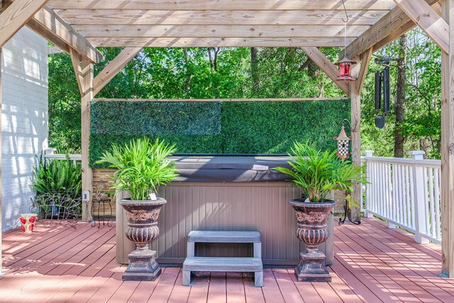 3130 Pignatelli Cres, Mount Pleasant, SC 29466 - wooden deck with a hot tub and a pergola