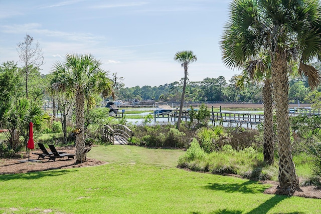 3130 Pignatelli Cres, Mount Pleasant, SC 29466 - view of green lawn featuring a water view and a dock