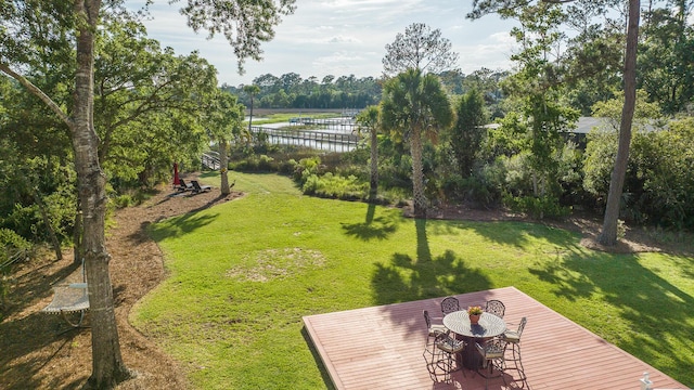 3130 Pignatelli Cres, Mount Pleasant, SC 29466 - view of grassy yard with a deck with water view and outdoor dining area