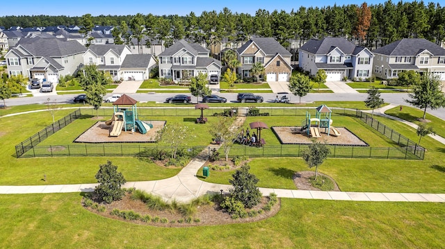 aerial view featuring a residential view