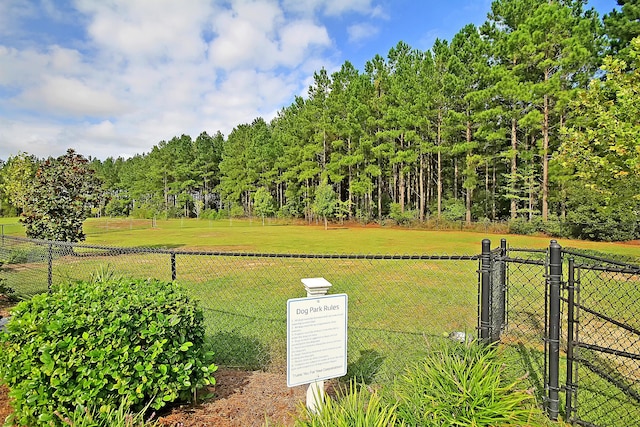 view of yard featuring a rural view and fence