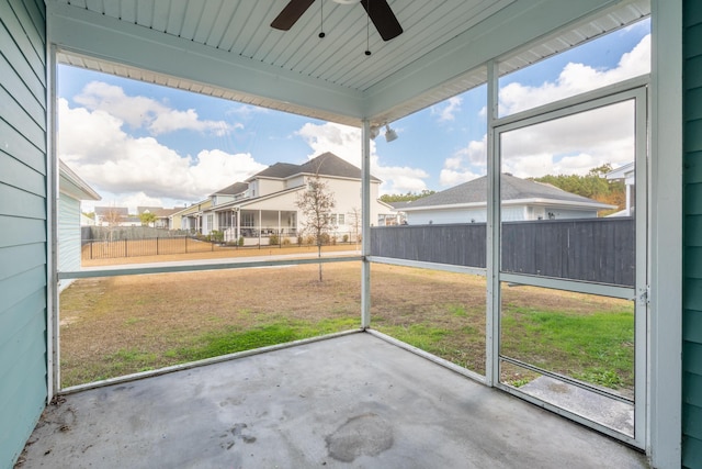 view of unfurnished sunroom