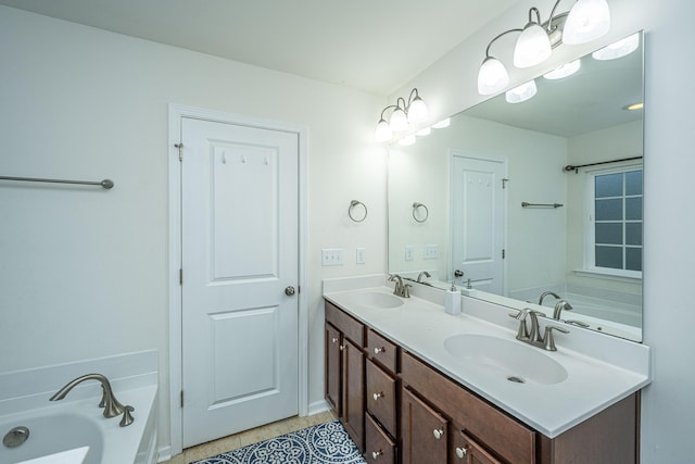 bathroom with vanity and a bathing tub