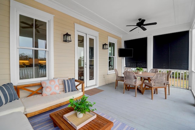 deck with an outdoor hangout area