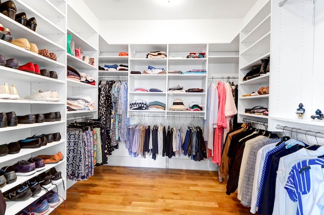 spacious closet with light hardwood / wood-style floors