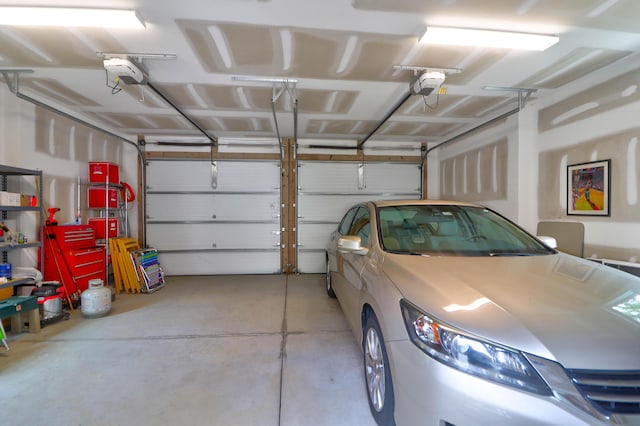 garage with a garage door opener