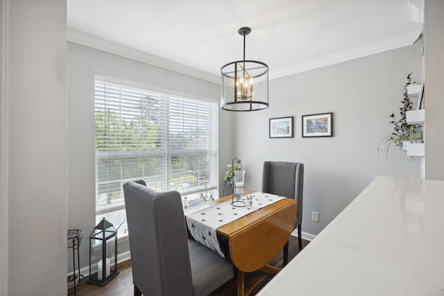 700 Daniel Ellis Dr Unit 10305, Charleston, SC 29412 - dining area featuring a chandelier, dark wood finished floors, ornamental molding, and baseboards