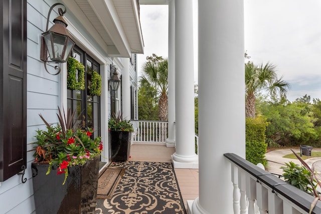 doorway to property featuring covered porch