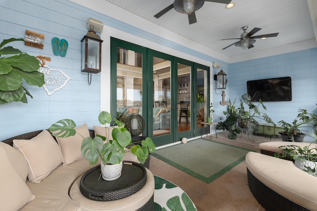 sunroom with french doors