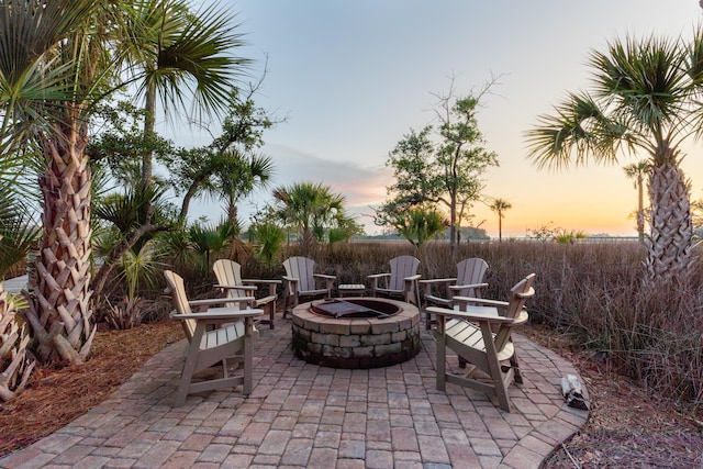 view of patio featuring an outdoor fire pit