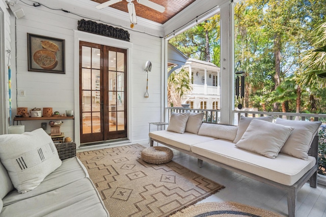 sunroom with french doors