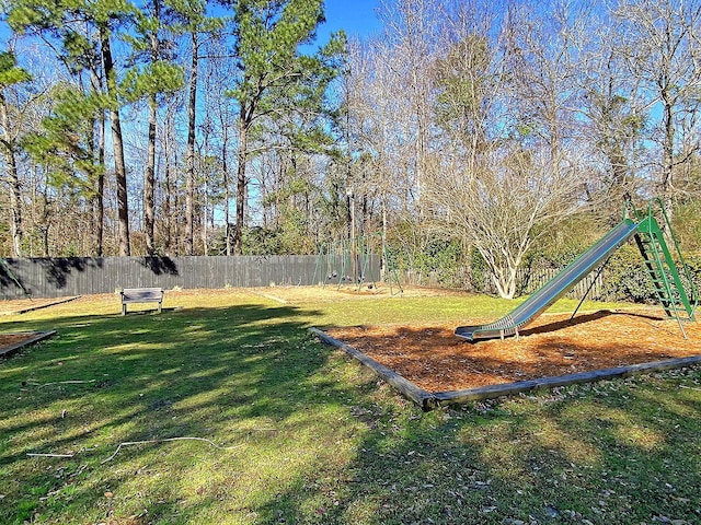 view of yard with a playground