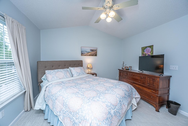 1401 Elm Hall Cir, Summerville, SC 29483 - carpeted bedroom with baseboards, lofted ceiling, and ceiling fan