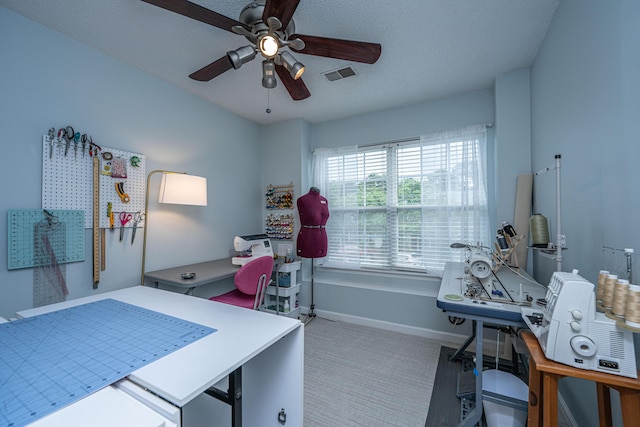 1401 Elm Hall Cir, Summerville, SC 29483 - carpeted home office featuring ceiling fan and baseboards
