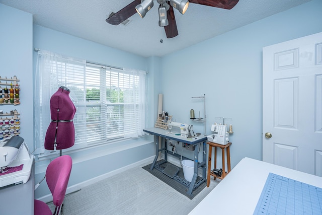 1401 Elm Hall Cir, Summerville, SC 29483 - office with a ceiling fan, carpet flooring, and baseboards