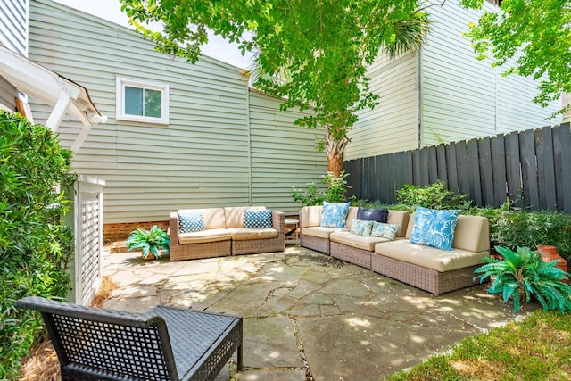 view of patio / terrace featuring an outdoor living space