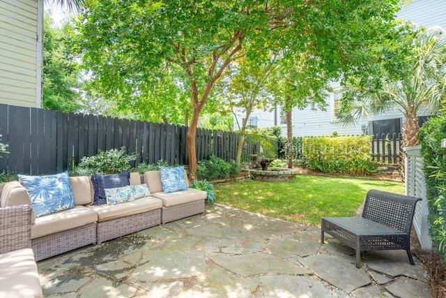 view of patio / terrace featuring an outdoor living space