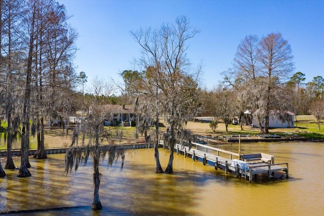 view of water feature featuring a boat dock