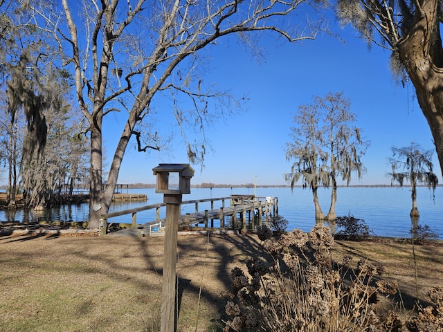 dock area featuring a water view