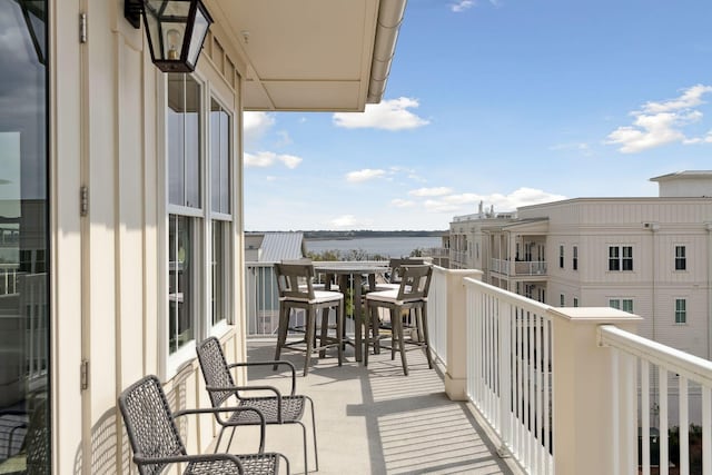 balcony with a water view