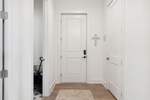 doorway to outside featuring light hardwood / wood-style flooring