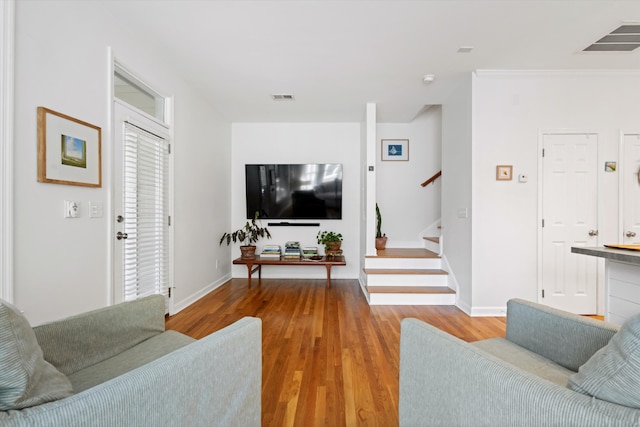 3000 Treadwell St, Mount Pleasant, SC 29466 - living room with stairway, wood finished floors, and baseboards