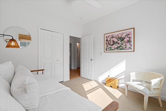3000 Treadwell St, Mount Pleasant, SC 29466 - bedroom featuring light carpet, a closet, and a ceiling fan