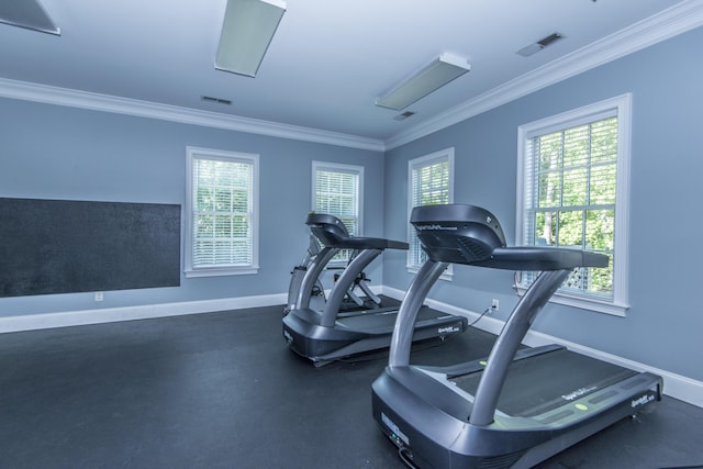 3000 Treadwell St, Mount Pleasant, SC 29466 - workout room with crown molding, healthy amount of natural light, and baseboards