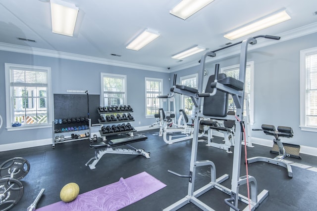 3000 Treadwell St, Mount Pleasant, SC 29466 - workout area featuring baseboards and ornamental molding