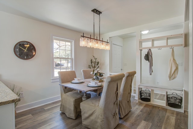 dining room featuring baseboards and wood finished floors