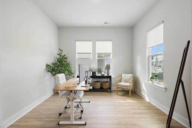 living area featuring light wood-type flooring