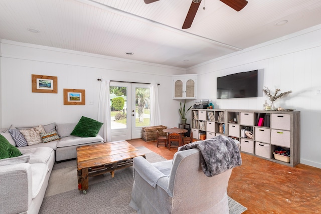 living room with french doors