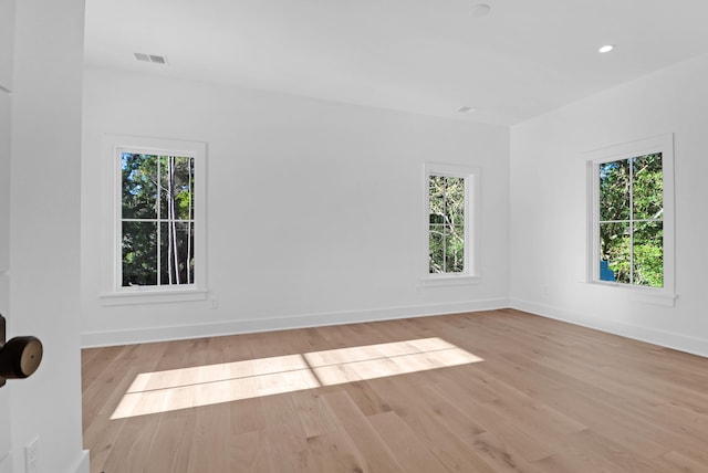 spare room featuring light hardwood / wood-style floors and a wealth of natural light