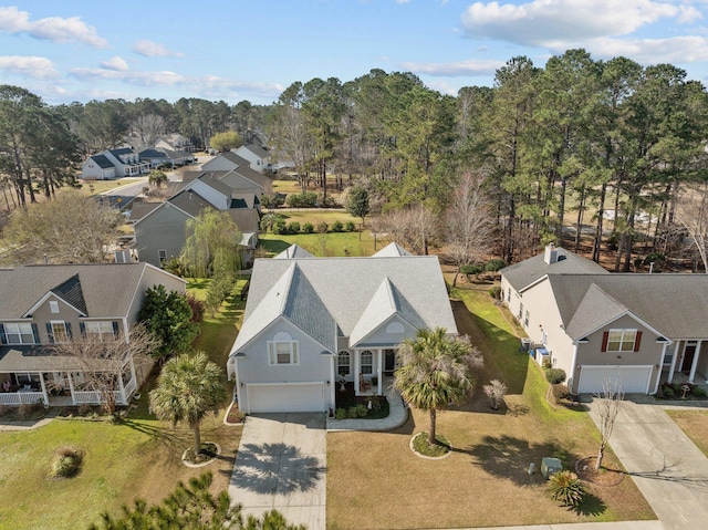 aerial view with a residential view