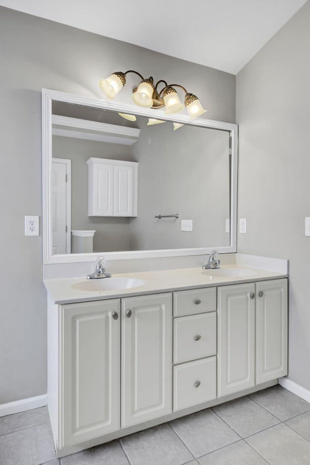 434 Antebellum Ln, Mount Pleasant, SC 29464 - bathroom with double vanity, tile patterned floors, and baseboards