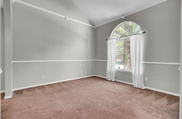 434 Antebellum Ln, Mount Pleasant, SC 29464 - spare room featuring carpet, vaulted ceiling, plenty of natural light, baseboards, and crown molding