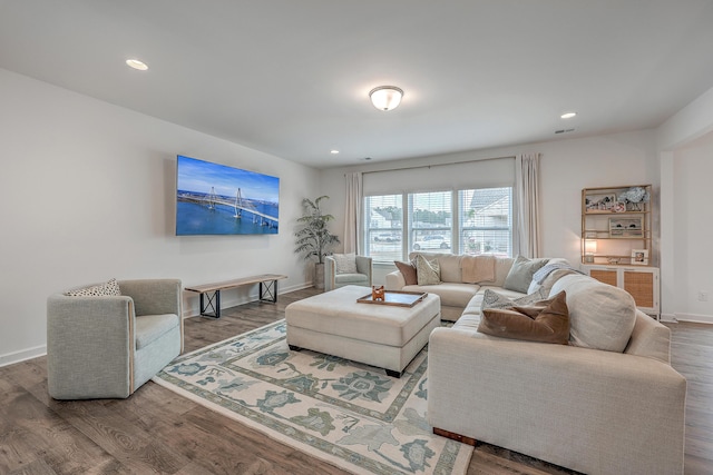 living room with wood-type flooring